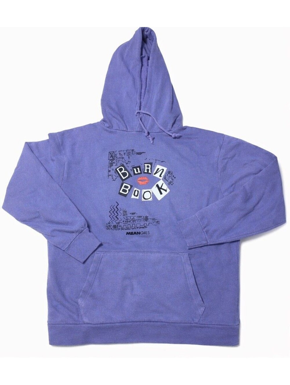 Mean Girls “Burn Book” Purple Hoodie Size Large NWOT Movie Graphic Sweatshirt